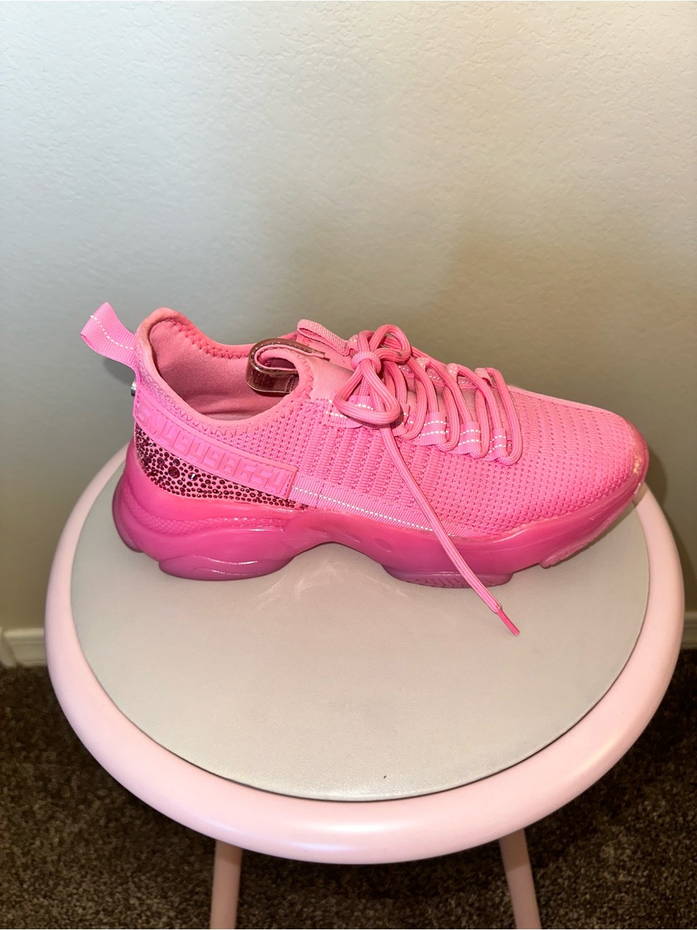 Steve Madden pink bedazzled bling sneakers